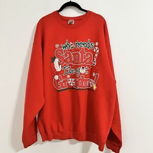 Christmas Sweatshirt Size XXL Red Funny Santa Grandma Men Ugly Sweater Party